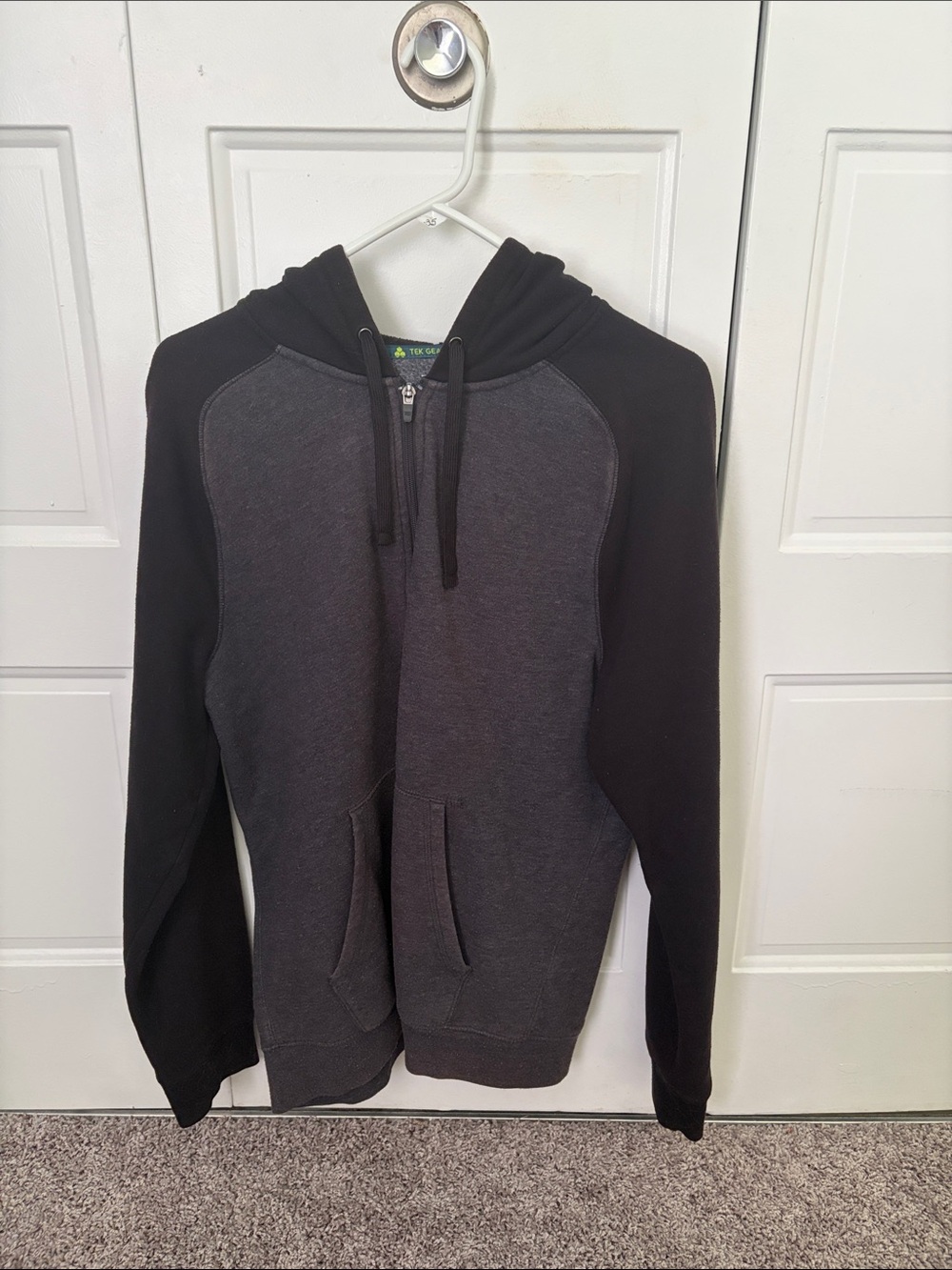 tek gear Men's Two-Tone Charcoal and Black Full-Zip Hoodie